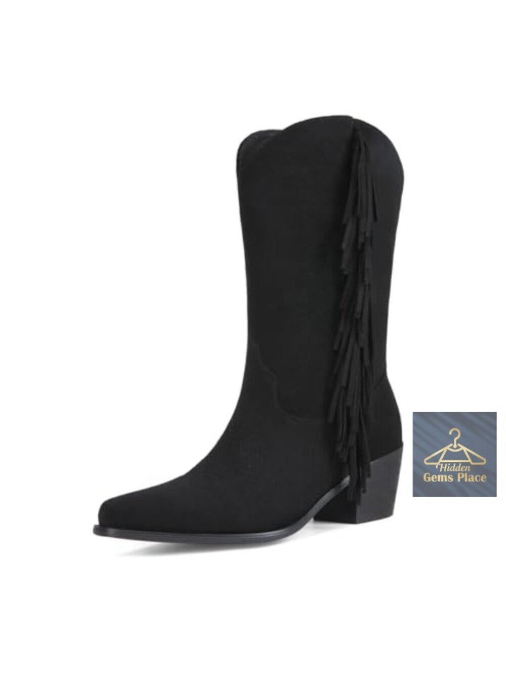 Women's Western Fringe Cowgirl Boots Wide Calf Mid-Calf Thigh-High Square Toe